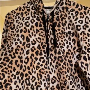 Pink Victoria’s Secret leopard print zip up